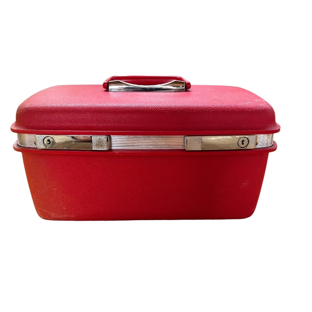Samsonite Saturn II Vintage Traincase with Makeup Tray-Red